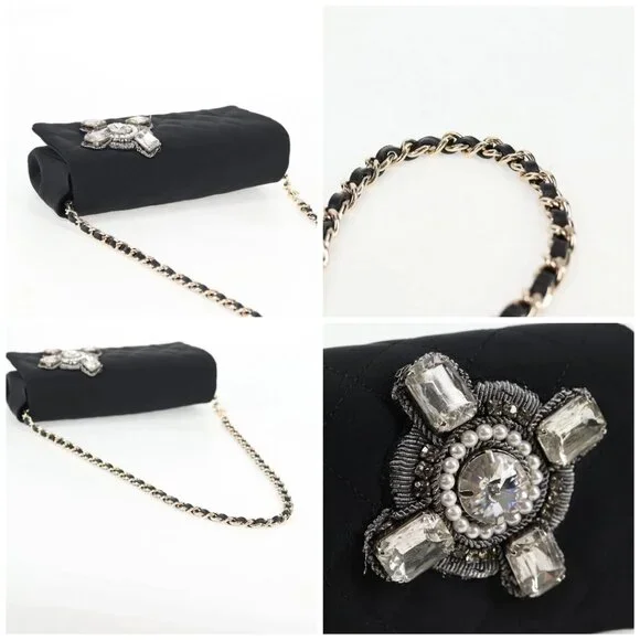 CHANEL Matelasse Chain Shoulder Bag Nylon Black CC Auth 129738V - Picture 16 of 16